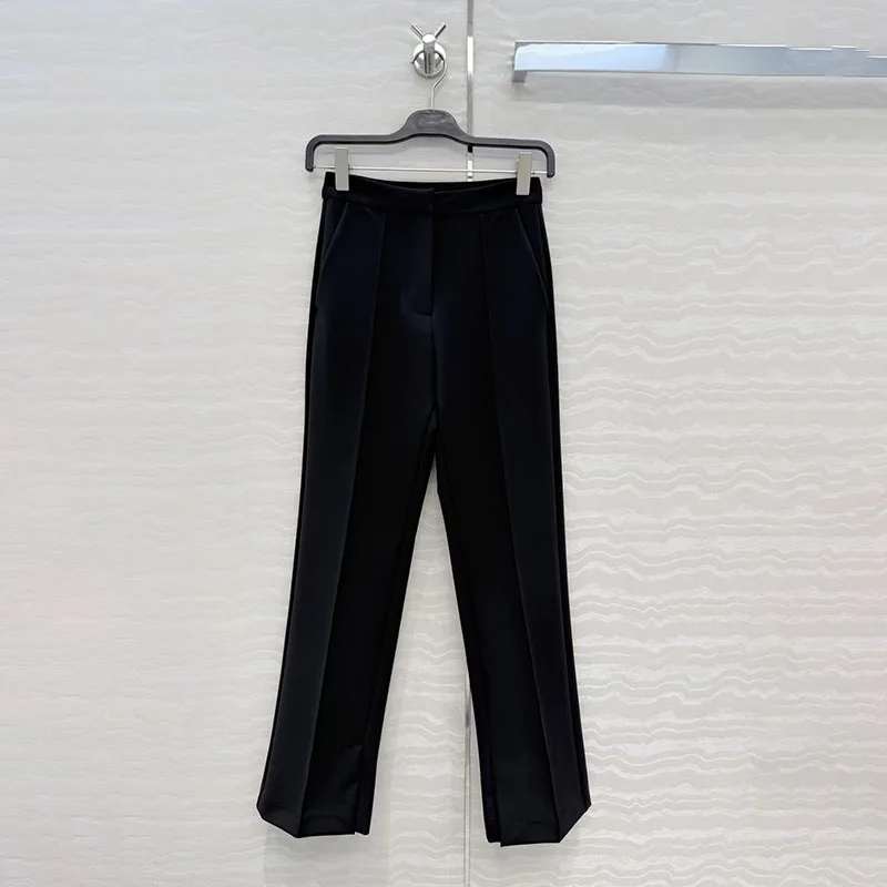 Classic Black Women's Pants, Straight-Leg Pants with Slits at the Hem, Fashionable Casual Wide-Leg Pants, 2026, New Arrival, Y2K