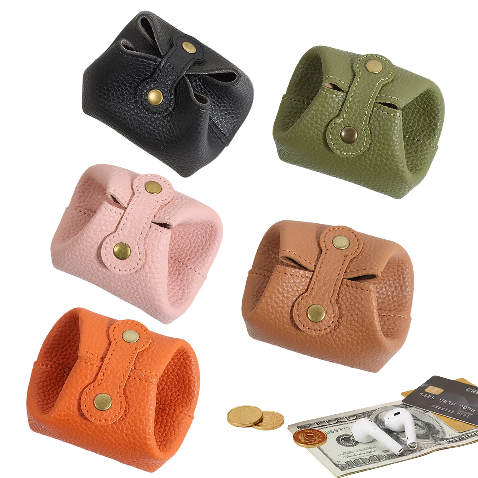 Mini Coin Purse Small Wallet for Women with Zipper Pocket Earphone Keys Lipstick Organizer Portable Korean Style Accessory