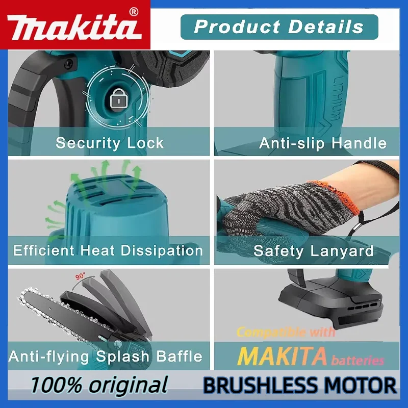 منشار ماكيتا الأصلي الصغير 18 فولت النجارة مع منشار كهربائي صغير محمول باليد 6 بوصة منشار سلسلة صغير محمول