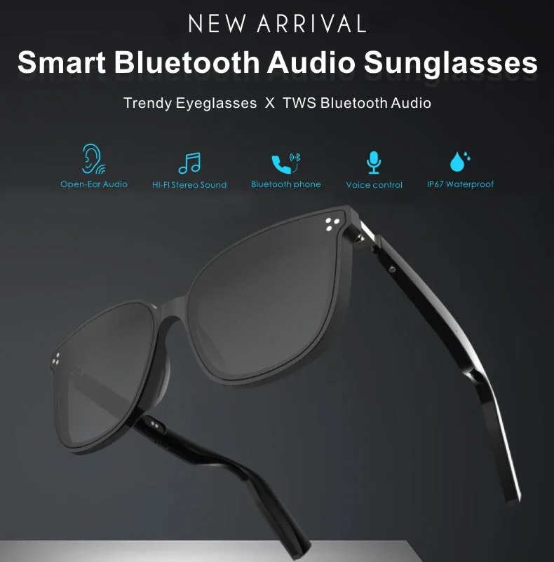 2024 new factory direct sales wireless BT glasses travel outdoor entertainment smart sunglasses