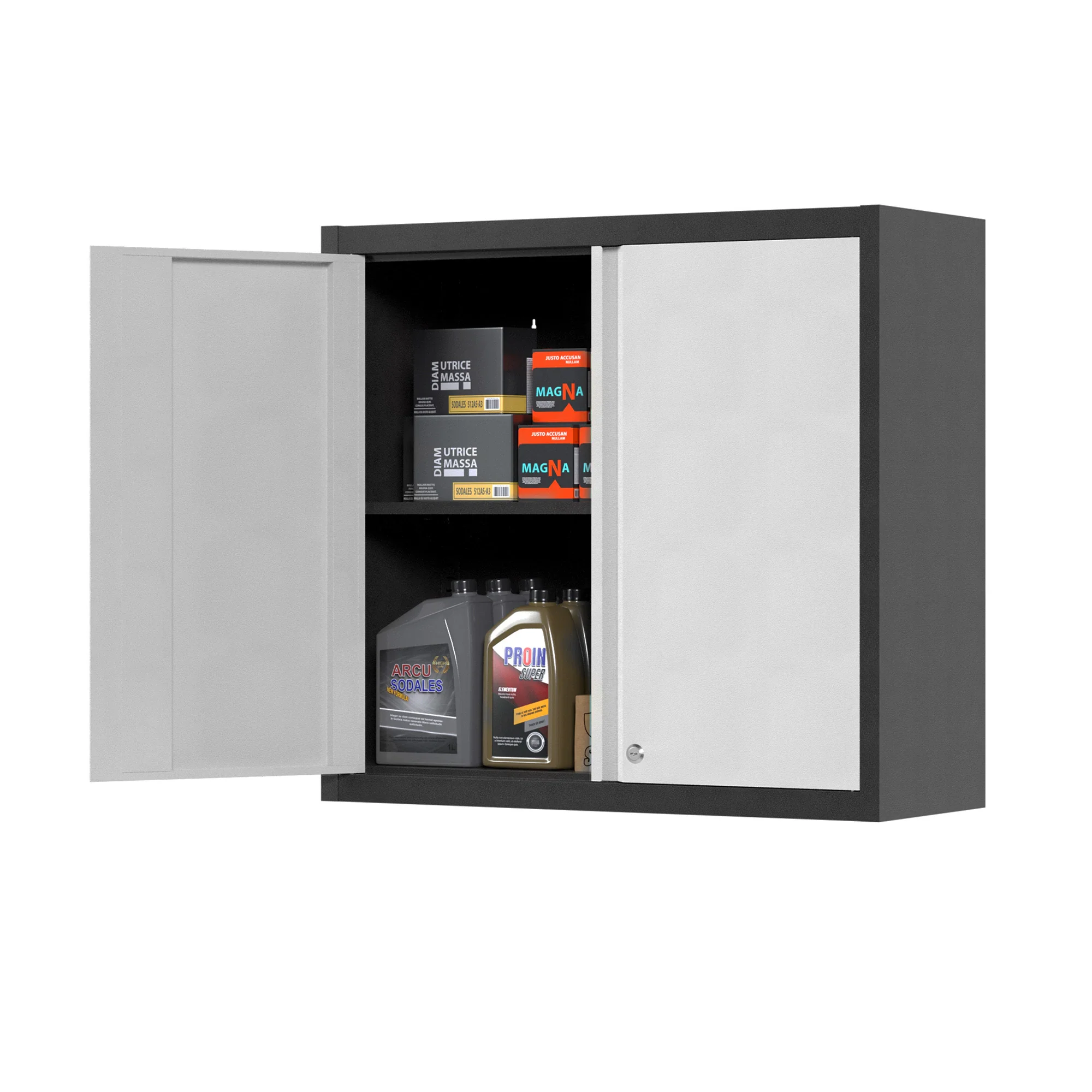 Metal Wall Cabinets for Storage with Lock,Steel Garage Hanging Cabinet with 1 Adjustable Shelf and 2 Doors,Garage Cabinet Upper,