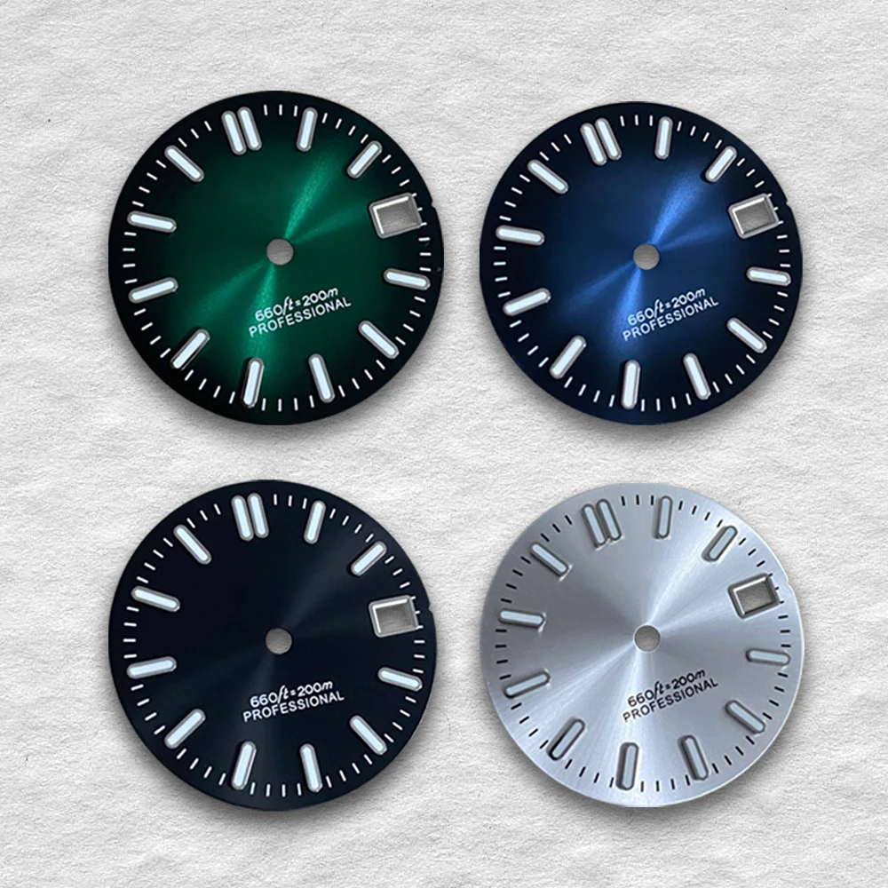 

Циферблат 28,5 мм с логотипом S для механизмов NH35 NH36, зеленый люминесцентный, для модификации и ремонта дайверских часов