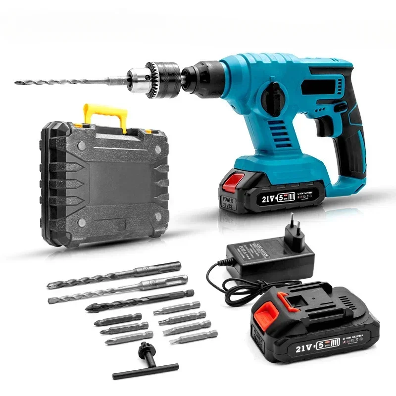 21V Brushless Electric Hammer Cordless Impact Drill Electric Screwdriver Power Tool 3 in 1 Drill Holes Tool for Makita Battery