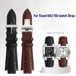 For 1853 Tissot T60 Strap Belt L875/975K Series Bracelet 24x14mm Cowhide Watchband Convex End Brown black WatchStrap Accessories