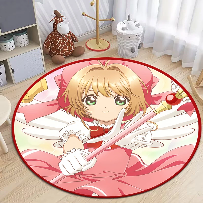 C-Cardcaptor Sakura Cute Cartoon beauty Girl Print Round Carpet.Bedroom,Balcony,Entry Door,Chair Non-slip Mat.Gift,Picnic,Rug