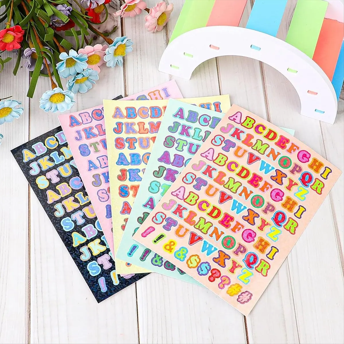 *CLOS 880 Buah 10 Lembar Stiker Huruf Warna-warni Stiker Huruf Alfabet Perekat untuk DIY Scrapbooking Hadiah