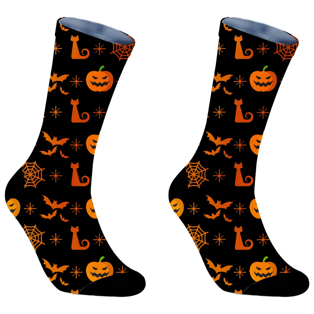 2024 New Women Mid Tube Socks Men's Holiday Gift Socks Halloween Creative Pumpkin Crazy Anime Horror Hip Hop Trendy Socks