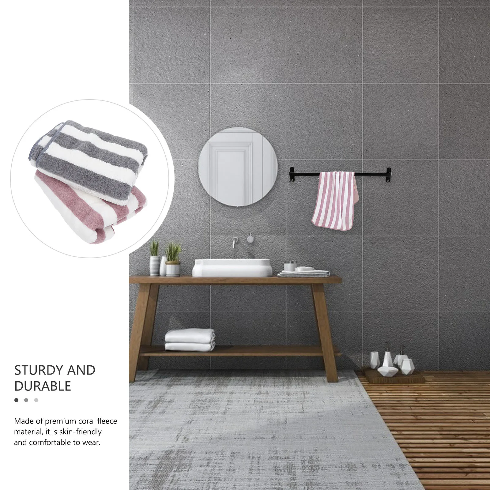 

4Pcs Comfortable Coral Fleece Face Towels Thick Striped Design Soft Absorbent for Home and Travel Coral Fleece Towel