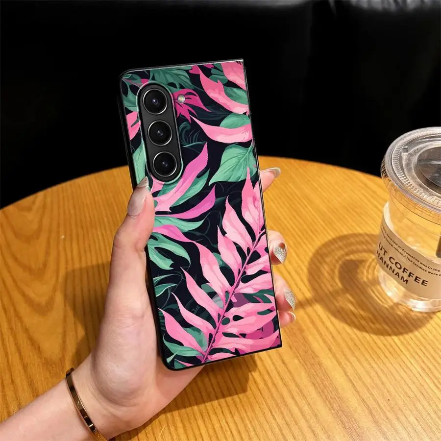 Phone Cover Case for Samsung Galaxy Z Fold 8 Ultra ZFold4 ZFold6 ZFold7 Z Fold 7 6 5 4 3 ZFold5 ZFold3 Tropical Leaves Pattern