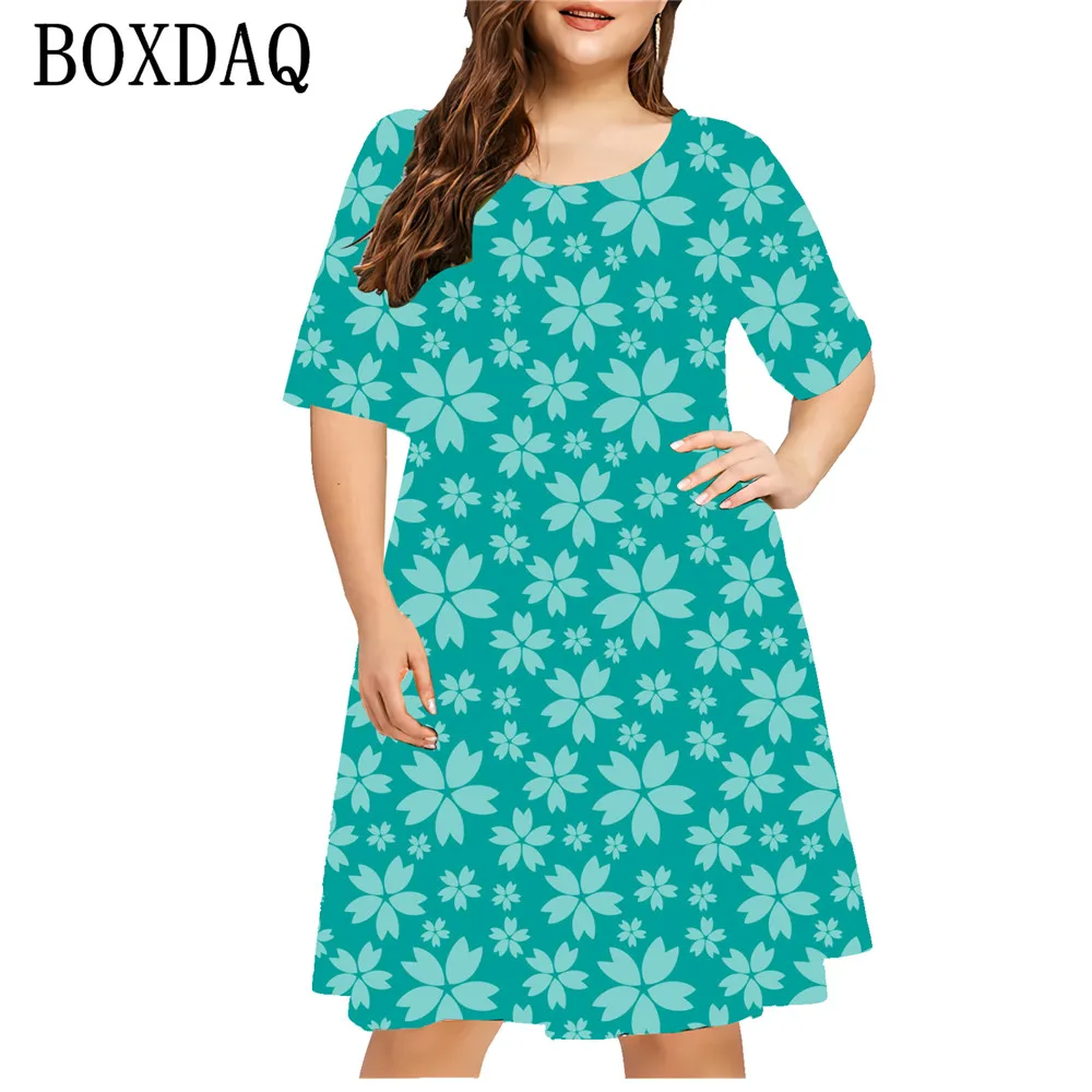 

Plus Size Women Dresses 6XL Casual Sundress Flower 3D Print Dress Summer O-Neck Short Sleeve Loose A-Line Dress Large Sizes New