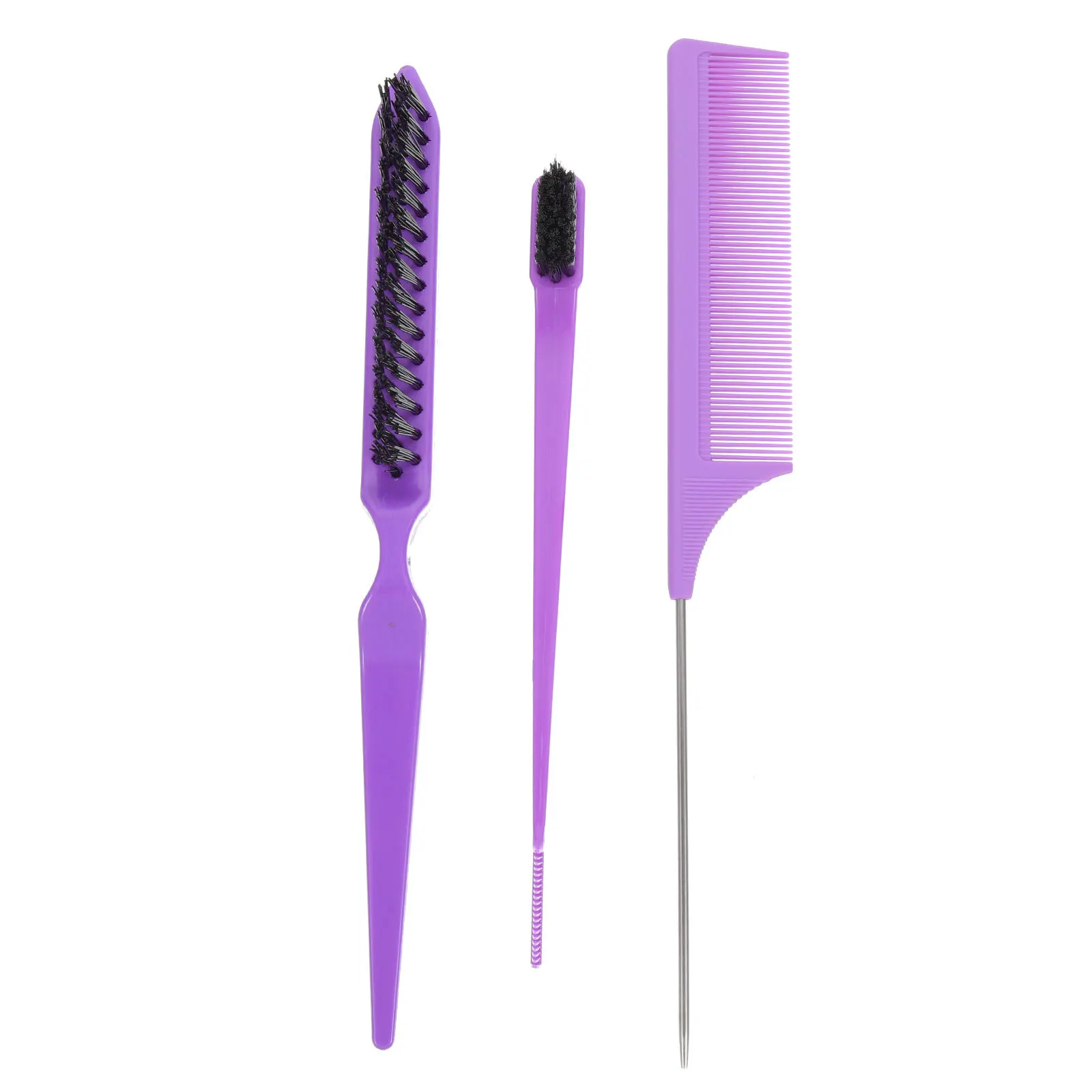 1Set Hairdressing Pintail Comb Professional Styling Tool Three Row Detangling Combs for Salon Barber Use Smooth Plastic Dual Tip