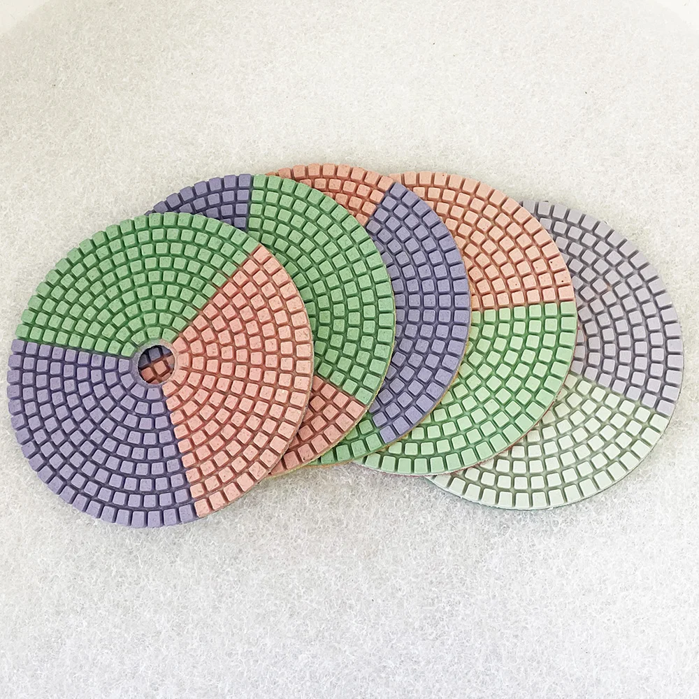 3-Color 4 Inch 100mm Diamond Wet Polishing Pads For Stone Marble Granite Quartz Grinding Diamond Tool