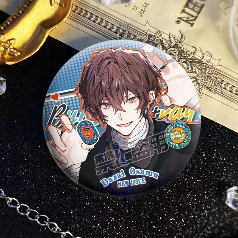 Game Bunko Wild dog Anime Surrounding Fan double flash laser Badge Double Black Dazai Ji Nakahara Also Brooch Valley