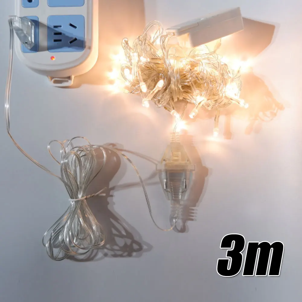 

1Pc 3 Meter Power Extension Cable Transparent Standard Power Extension Cord Wire for LED String Light Christmas Holiday Lights