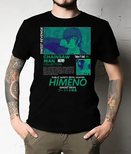 Himeno chainsaw T-Shirt Anime Manga himeno Tshirt Neon Art Tee Unisex