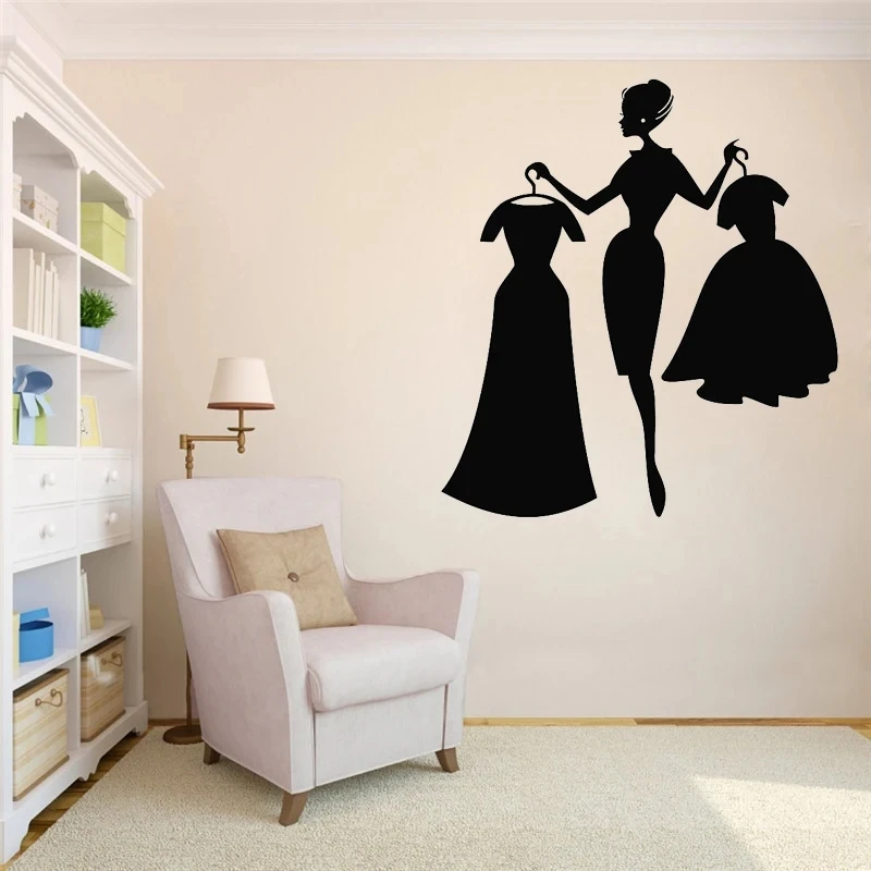 1 pc Fashion women Shopping Clothing Store Interior Vinyl Wallpaper Roll Furniture Decorative Wall Stickers Waterproof Wallpaper