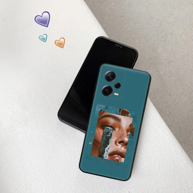 Sad Girl Tears Cartoon Phone Case for Xiaomi 12 Pro 12x 12t 13 Redmi Note13 13c 12s 12c Note12 Lite Soft Shell Black Cases Cover