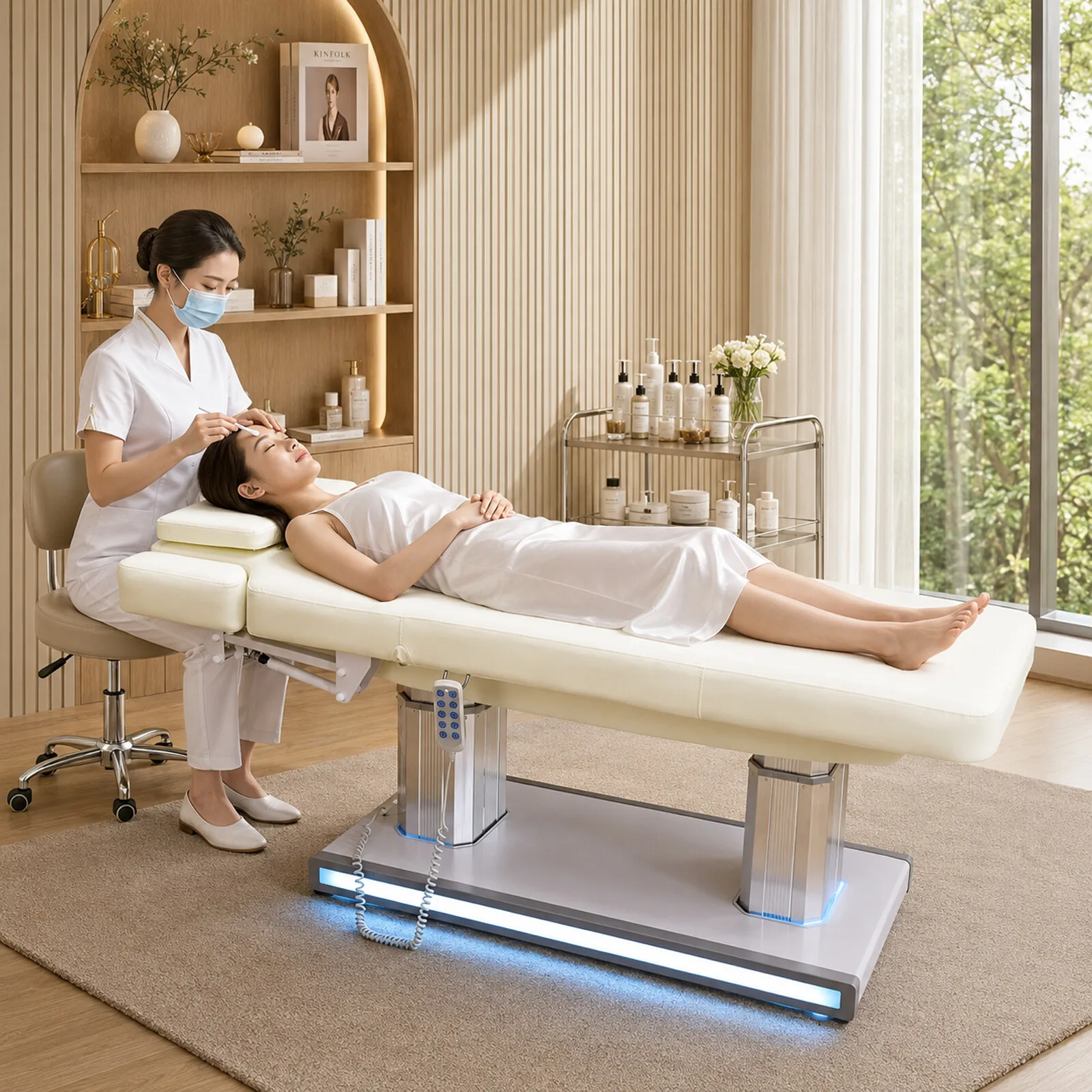 Adjustable Electric Massage Bed Reclining Beauty Spa Table Professional Salon Furniture