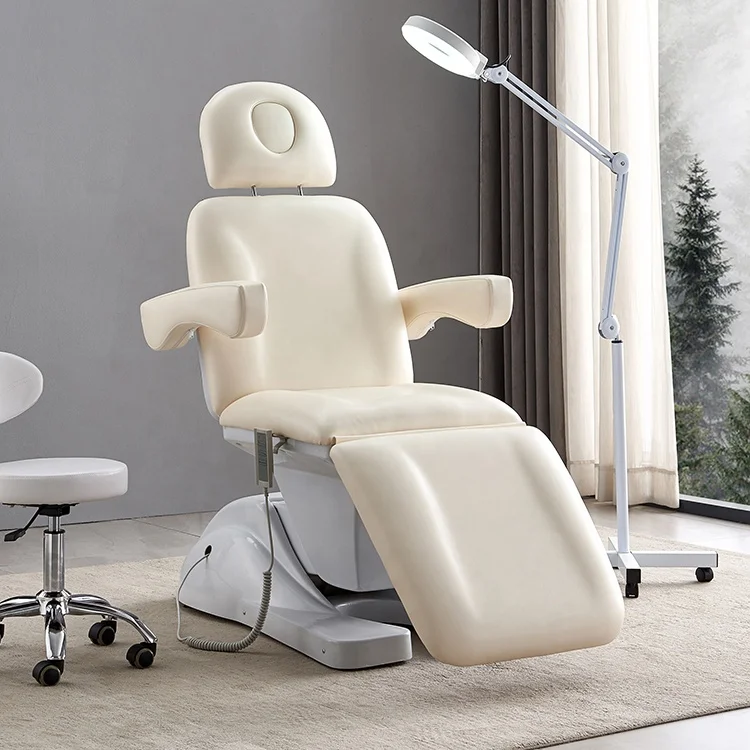 

Salon Head Spa Massage Chair Adjustable Electric Facial Curved Lash Beauty Bed