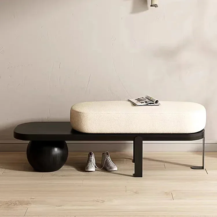 Taburete de cambio de zapato Simple moderno de lujo a la moda, muebles para el hogar y la sala de estar, taburete largo de lujo con Base de Metal