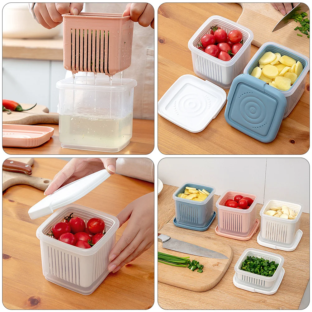 3 Pcs Scallion Box Food Preservation Boxes Fresh-keeping Refrigerator Organization Containers Kitchen Finishing Pp