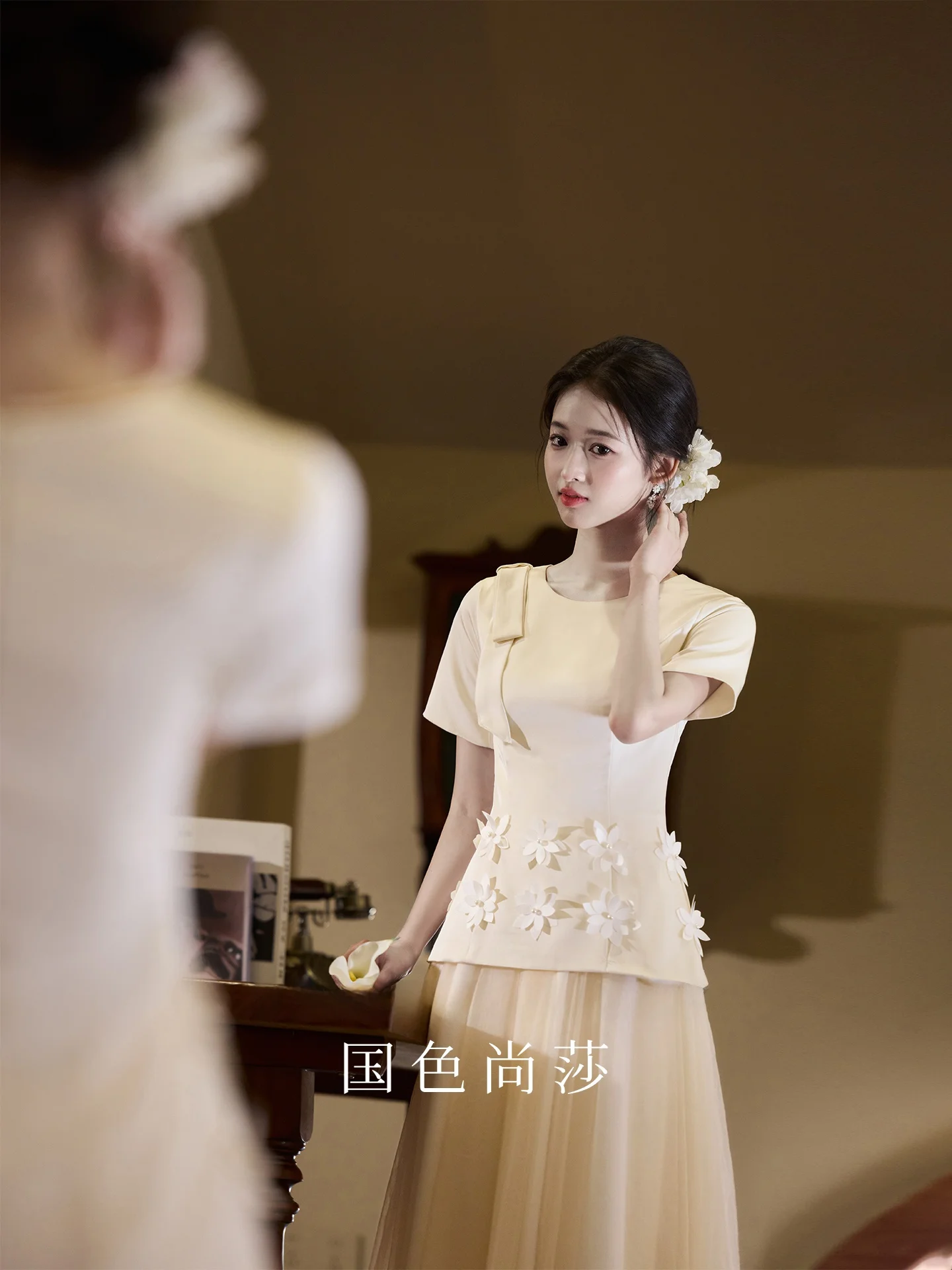 

Платье для помолвки цвета шампань в винтажном стиле с круглым вырезом на молнии, короткий рукав, полиэстер, для повседневной носки