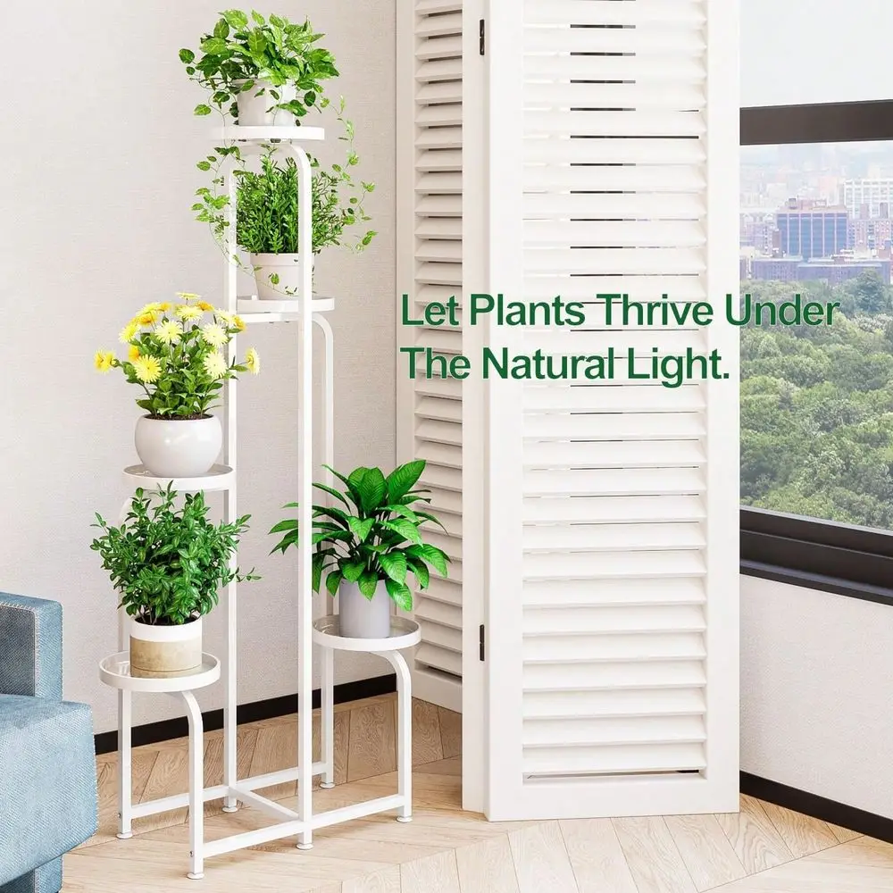 

Stand Indoor Outdoor 5 Tier Metal Plant Shelf For Multiple Plants Corner Flower Holders For Living Room Balcony Bedroom Patio G