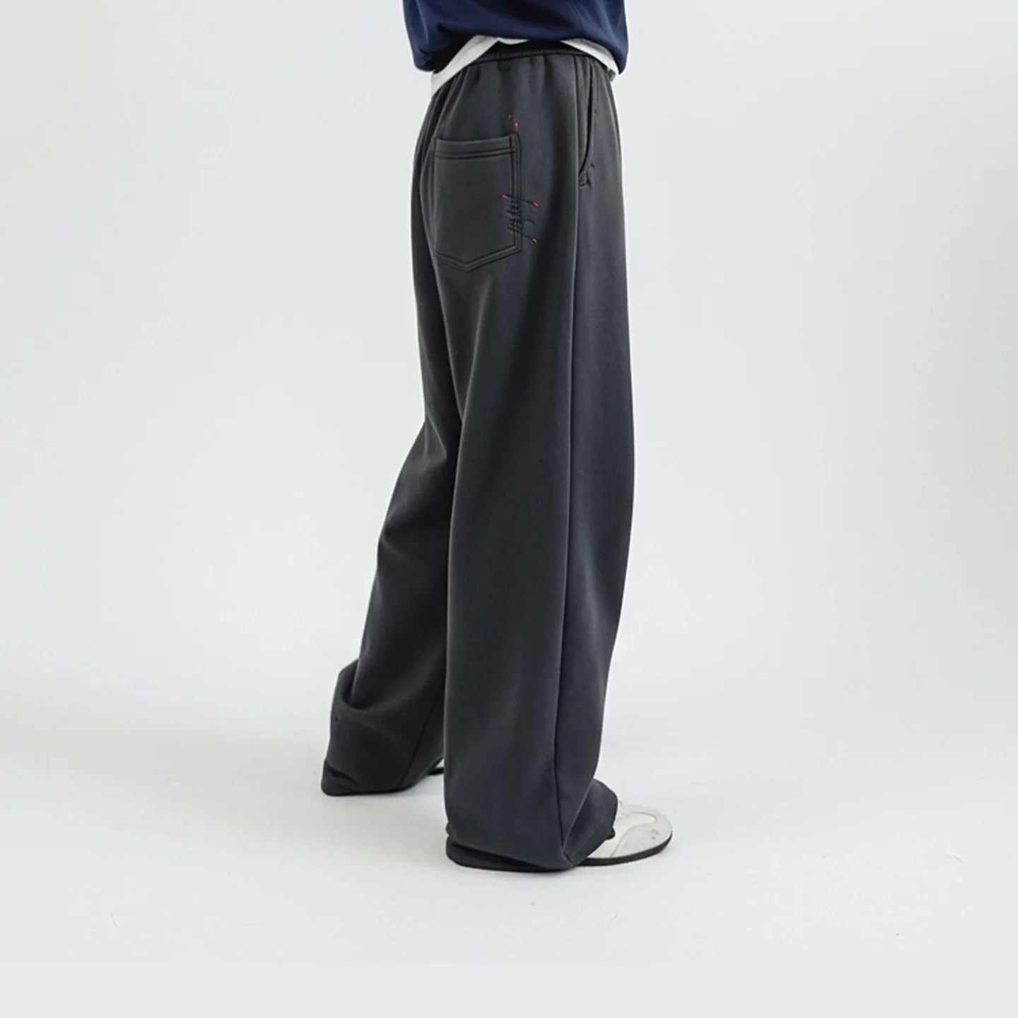 Maden Calça de moletom casual feminina primavera solta calças de perna reta cintura elástica cordão baggy fit cinza escuro