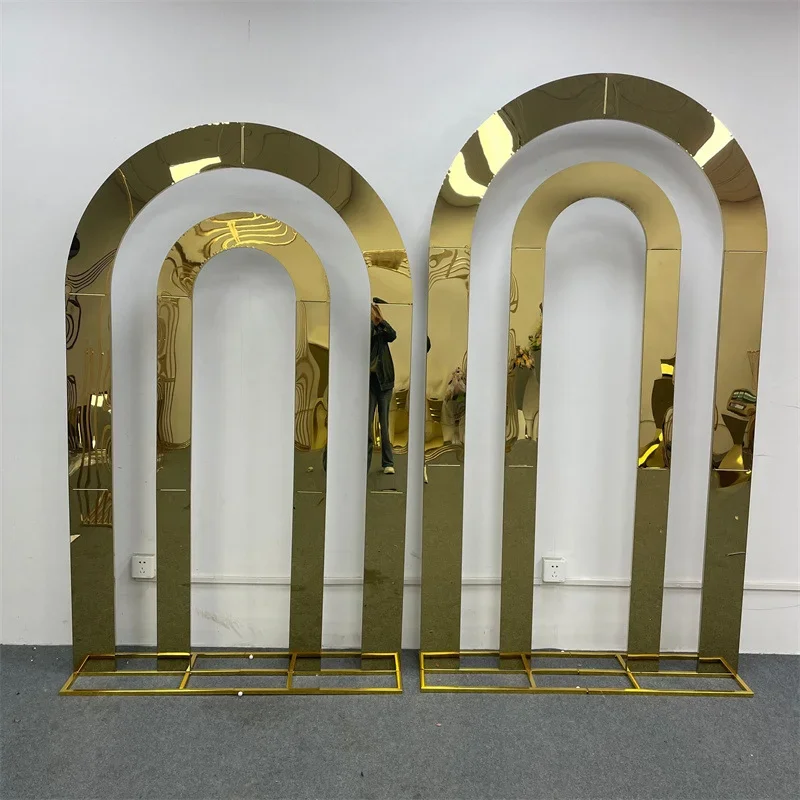 Stainless Steel Double Round Arch,Background Frame Decor Balloon arches Wedding Backdrops Welcome Door arch Background Frame