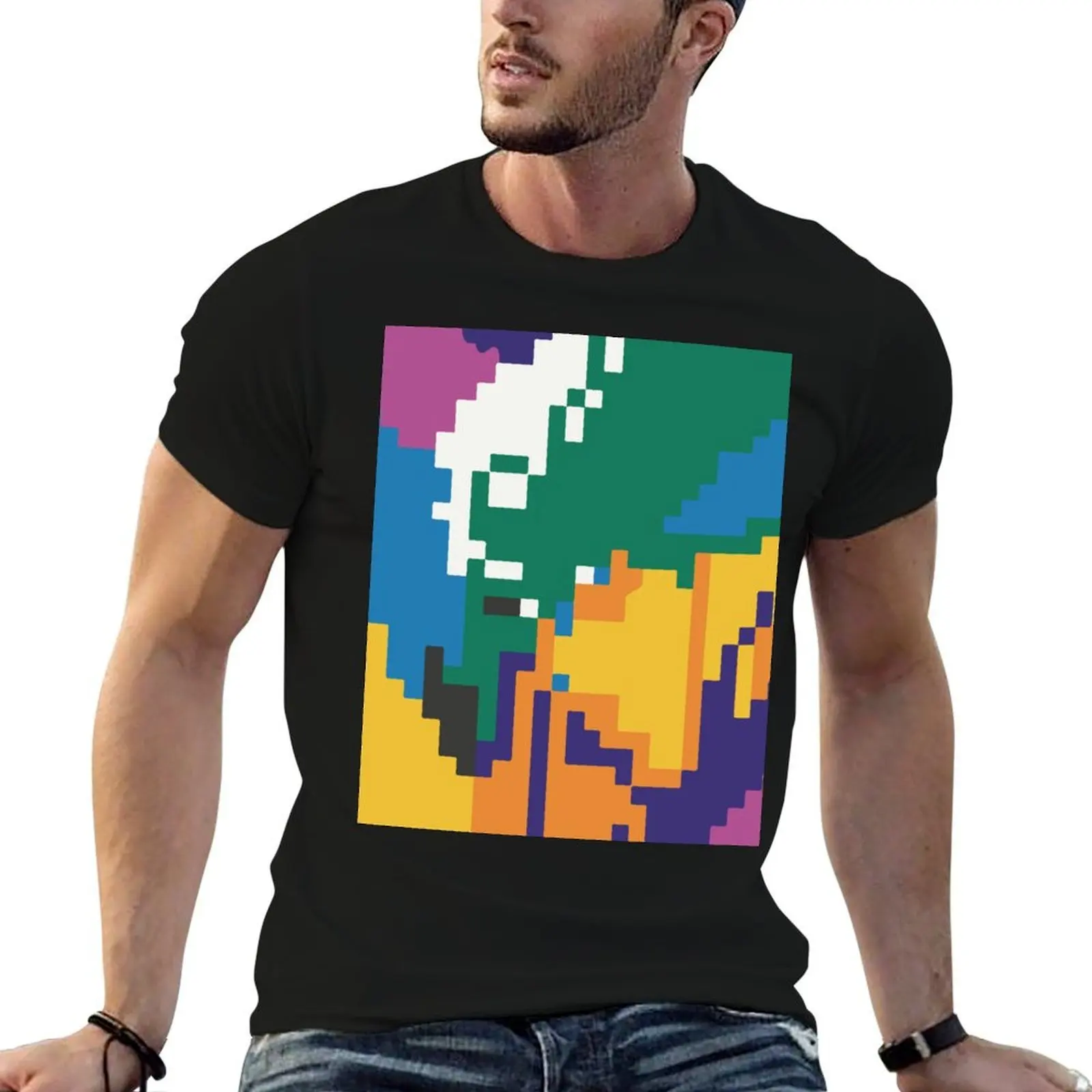 

Pixelated Terrain of Vivid Hues T-Shirt t shirt for man 100 percent cotton man t shirts graphic T-Shirt