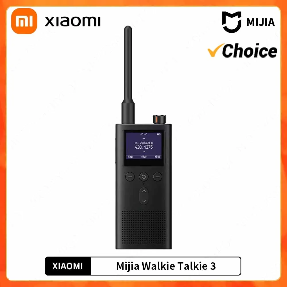 

XIAOMI Walkie Talkie 3 1.77"Color Screen 5W Power 13day Standby Dual Mode 6km Call Distance IP65 Outdoors Security Intercom