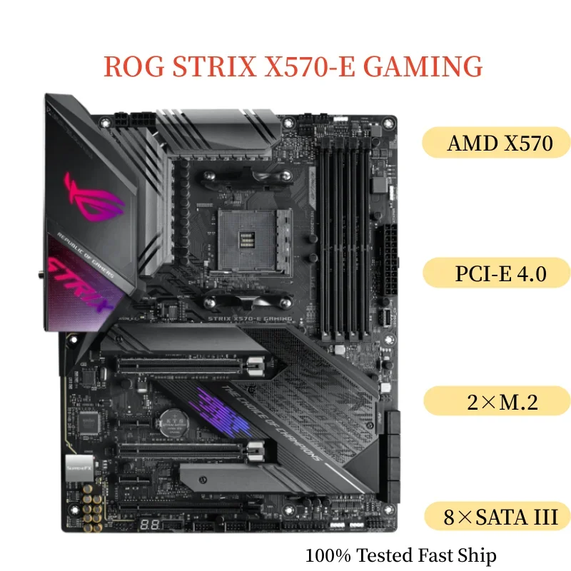 For ASUS ROG STRIX X570-E GAMING Motherboard 128GB Socket AM4 DDR4 Mainboard 100% Tested Fast Ship