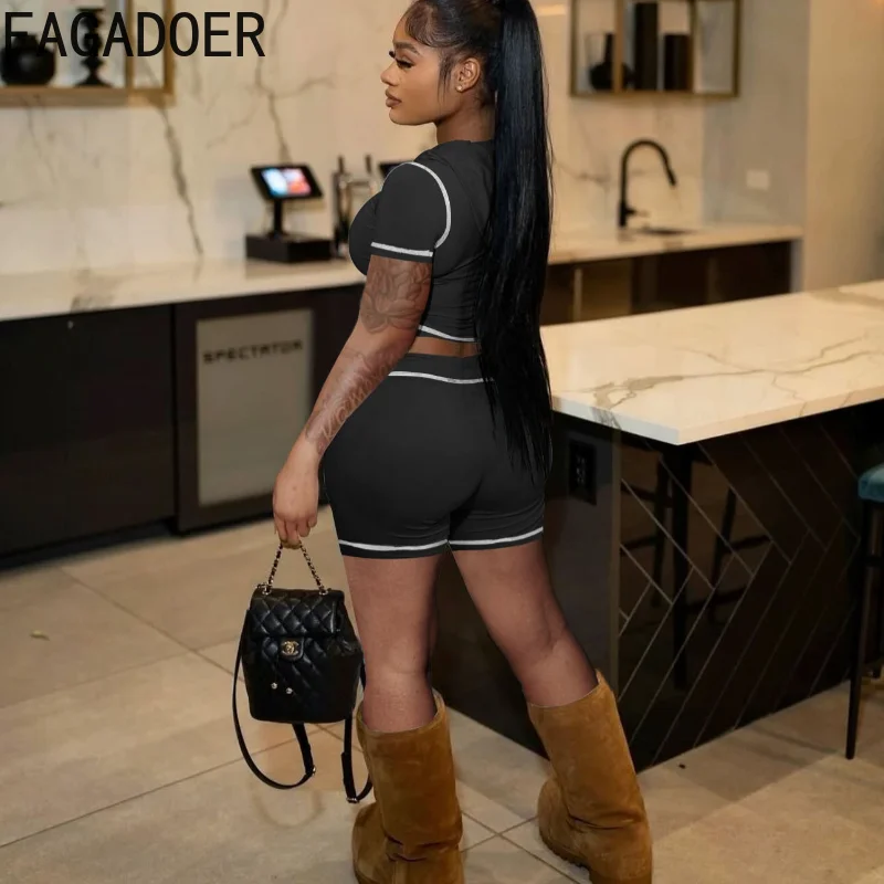 FAGADOER Casual Sporty 2 Piece Sets Woman Outfit  for Woman Solid Zip Hooded Jacket Top and Shorts Matching Suit Streetwear New