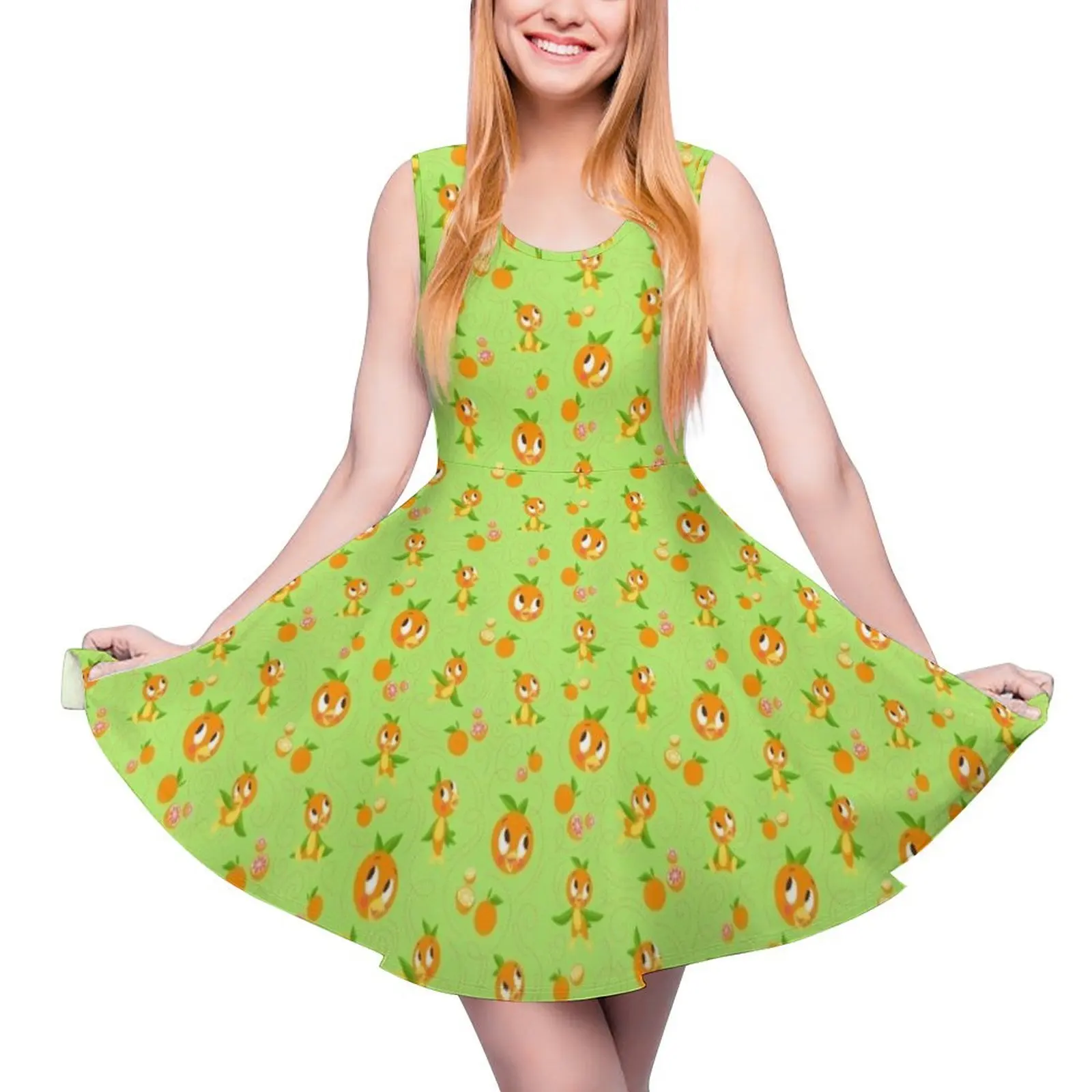 

Здравствуйте! -Оранжевая птица (зеленый фон) платье без рукавов женское вечернее платье