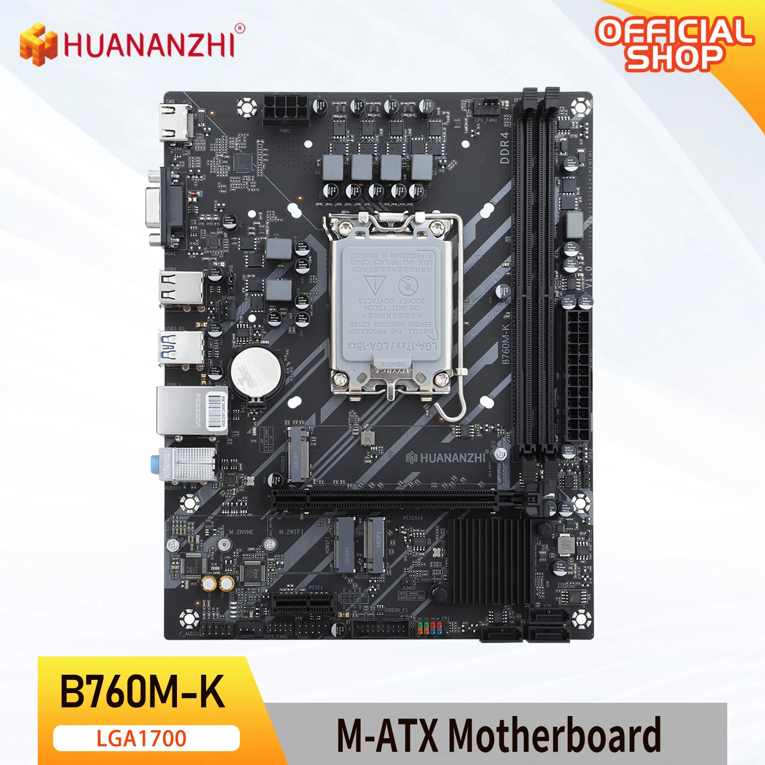 HUANANZHI B760M K M-ATX DDR4 Motherboard Support 12 13 14 Gen B760 Intel LGA 1700 CPU 12100F 12400F 12490F 12600F 12700F 13600F