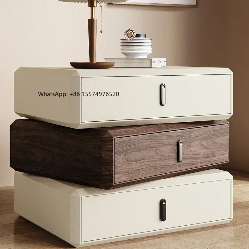 Rotating Solid Ｗood Ｎightstand Modern White Drawer Nordic Hotel Bedside Table Small Storage Mesitas De Noche Bedroom Furniture