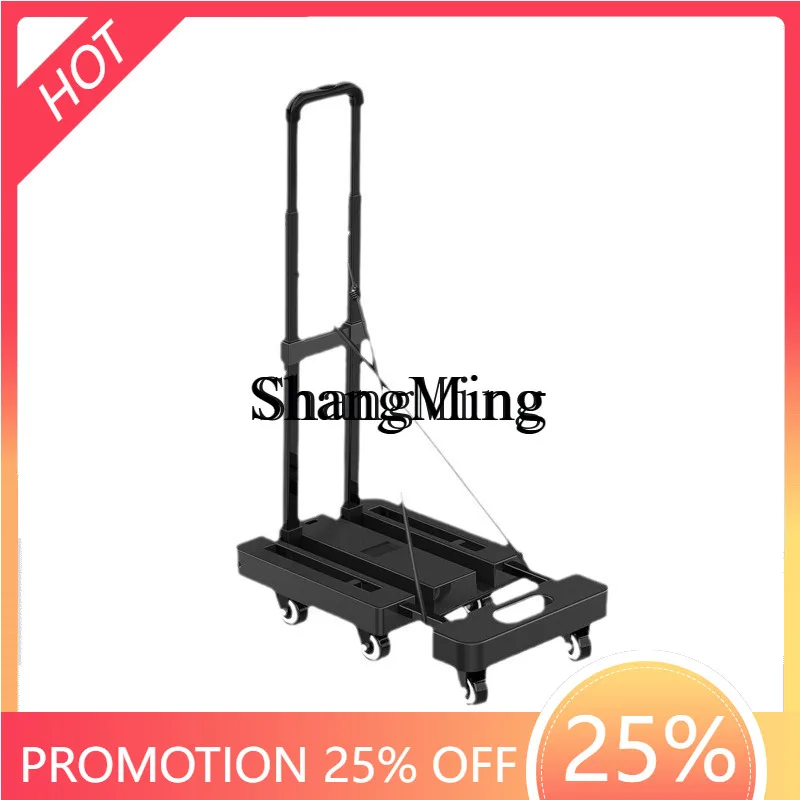 FGgood-looking  direct supply trolley silent portable trolley pull goods folding rod flat plate with brake trolley