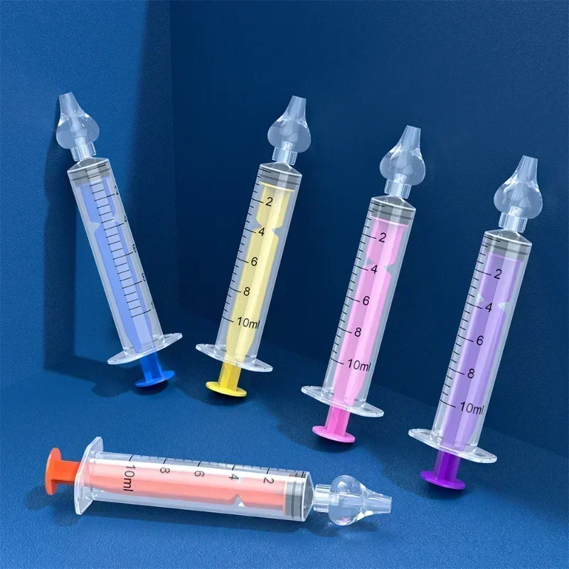 10ML Large Capacity Baby Nasal Syringe Aspirator, Rinsing Tool with 5 Soft Silicone Tips, Effective Nasal Congestion Relief Care