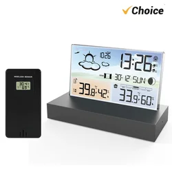 FJ3396C Digital Alarm Clock Temperature Humidity Weather Forecast Electronics Desktop Table Watch AA Battery Living Room Bedroom