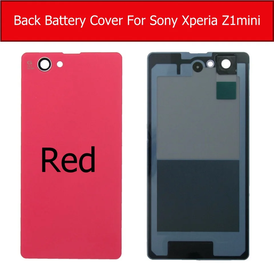 Cubierta de cristal de la carcasa de la puerta trasera de la batería para Sony Xperia Z1 Mini / Z1 Compact M51W D5503 funda trasera de cristal + 1 pieza de película gratis