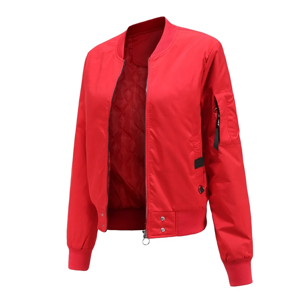 New Women's Solid Color Flight Jacket