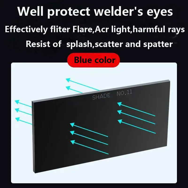 1 في الظل الأزرق 9-12 خوذة عدسة زجاجية للحام فلتر مضاد للأشعة فوق البنفسجية والأشعة تحت الحمراء والأشعة الضارة للحام نظارات قناع غطاء المحرك