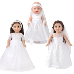 Girl Doll Pure White Wedding Dress Ours & Generation American Doll 18 Inch Children Toys 43 cm Baby Doll Skirt Wedding Dress
