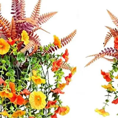 2 Pack 78cm Artificial Garland Silk Morning Glory Vine Orange Red Yellow Faux Flower String For Thanksgiving Halloween Home Deco