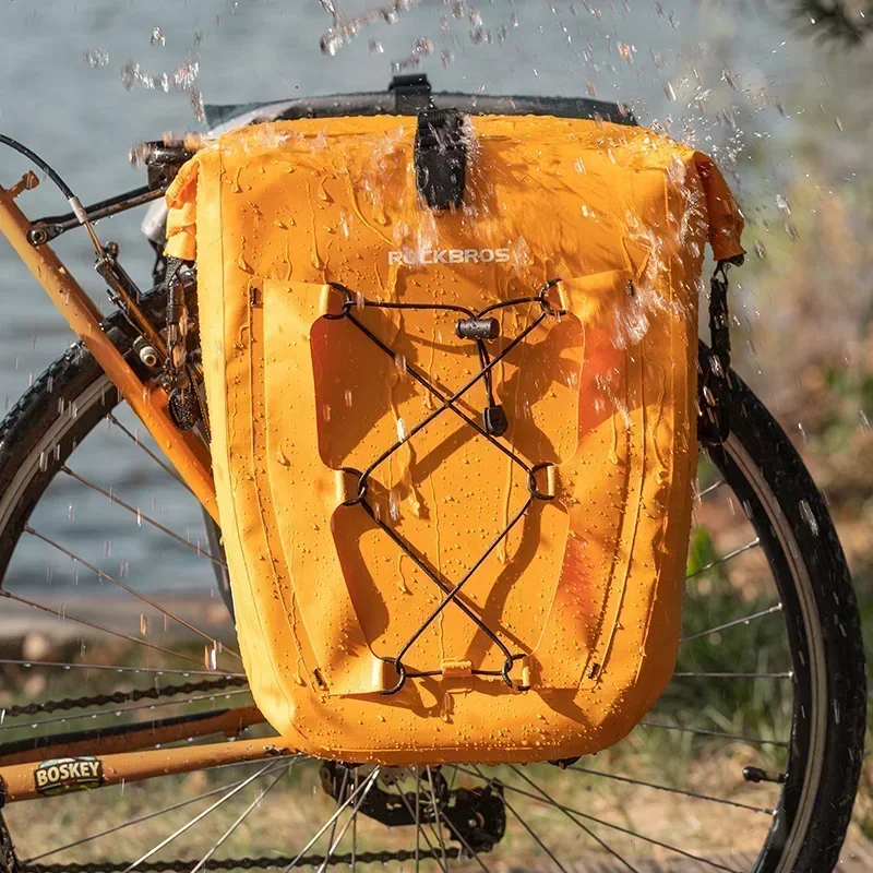 

ROCKBROS Bike Pannier Bag Waterproof 25L Capacity Bike Rack Bag Mountain Road Bicycle Tail Seat Long Travel Double Side Bike Bag