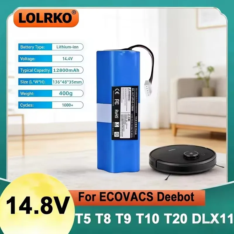 12800mAh Battery Replacement For ecovacs T5 T8 T9 T10 T20 DLX11 DLX13 DLN12 X1 X1omni X1 Deebot Ozmo Sweeping robot battery