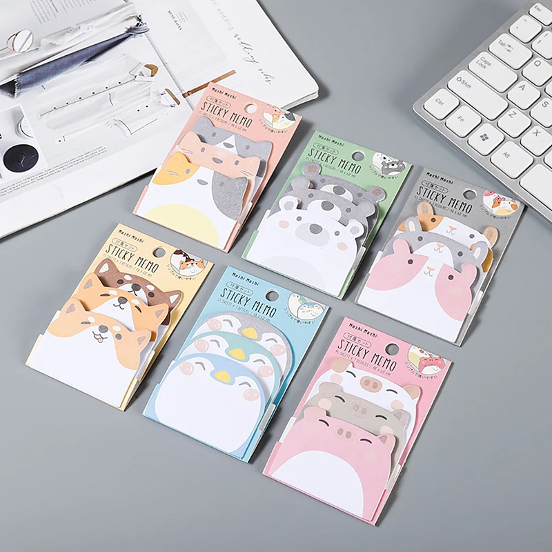 25/45/50 fogli Cartoon Cute Cat Penguin Dog Pig Bear Rabbit Sticky Note adesivi addensati creativi adesivi N Times di alto valore