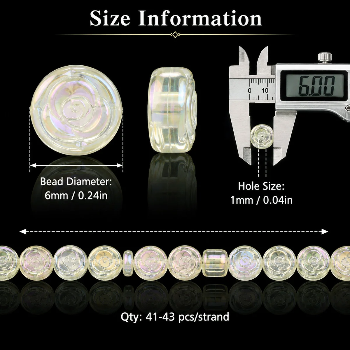 6mm 50-150Pcs Transparent AB Yellow Round Rose Crystal Glass Beads for Jewelry Making Bracelet Necklace Keychain DIY Accessories