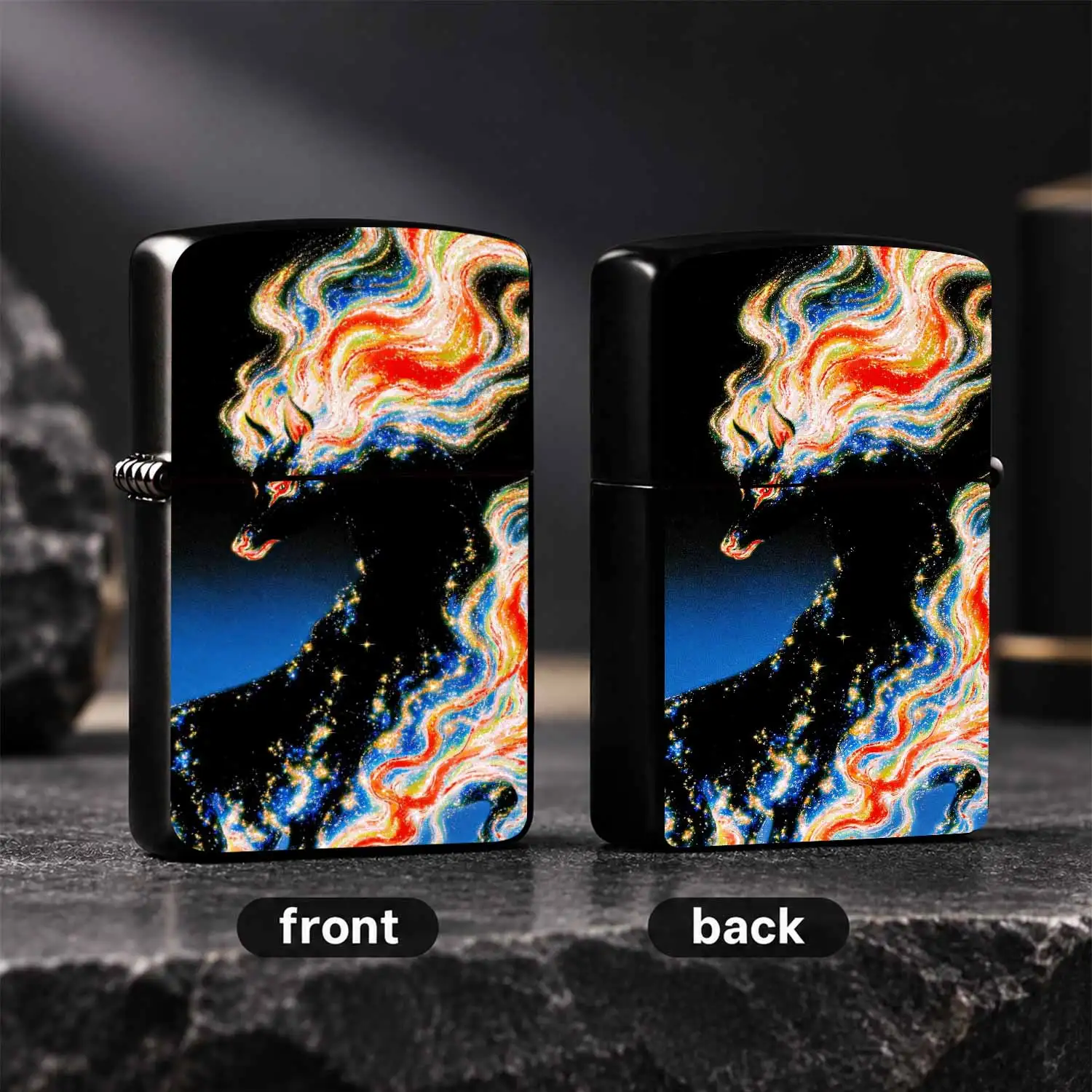 Vibrant Glowing Nebula Deer Pattern Lighter, Creative Aesthetic Starry Divinedesign, Portable Stylish All-Match Igniter For Daily Use, Festive Gifting, Outdoor Camping, Casualscenarios, Exquisite Shiny Decorative Unique A Humorous And Inter