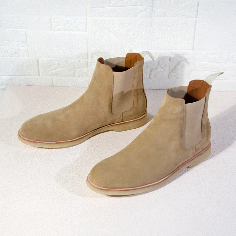 DONNAIN Classic Luxury Cow Suede Leather Chelsea Boots Women Man Slip-On Crep Sole Top Quality Ankle Couple Boots Handmade